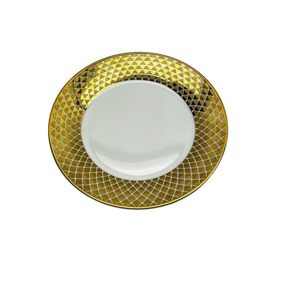 Ciroa Luxe Fine Porcelain Metallic Lattice Pattern Salad Plate Replacement - Picture 1 of 6